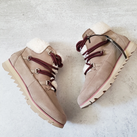 Sorel Harlow Lace Up Shearling Suede Waterproof Boots Sz 8 NWT - Picture 7 of 7